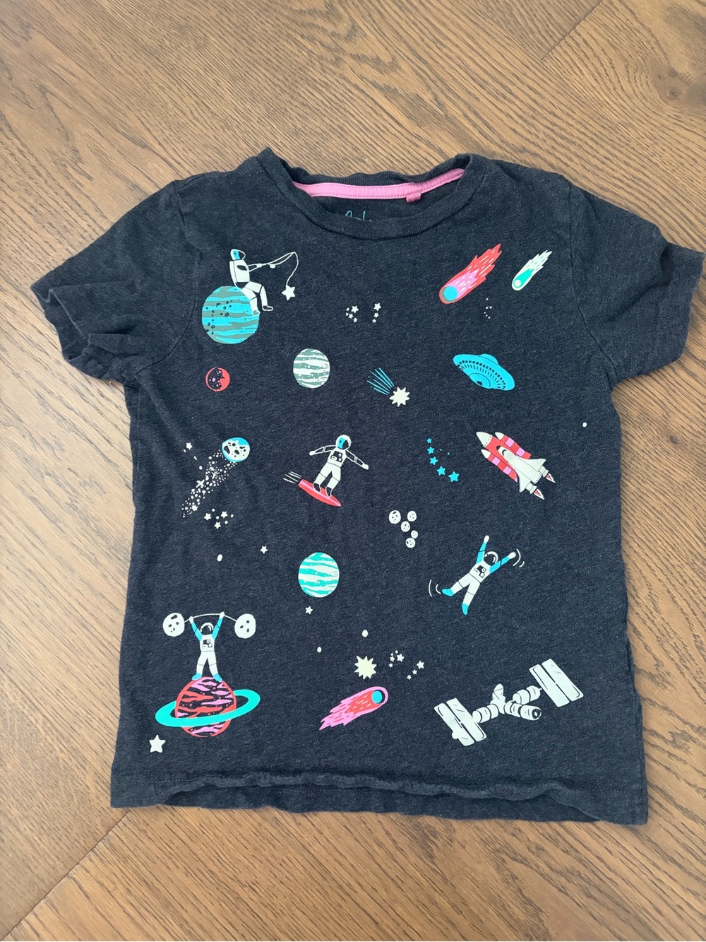 Mini Boden Grey Kids' Graphic Space Tee | size 6-7